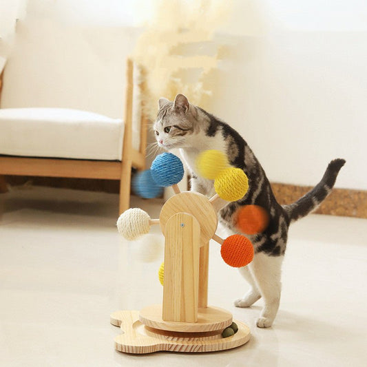 Ferris Wheel Cat Scratching Board – Solid Wood & Sisal Interactive Scratcher - CJMY173955001AZ - Furrkins