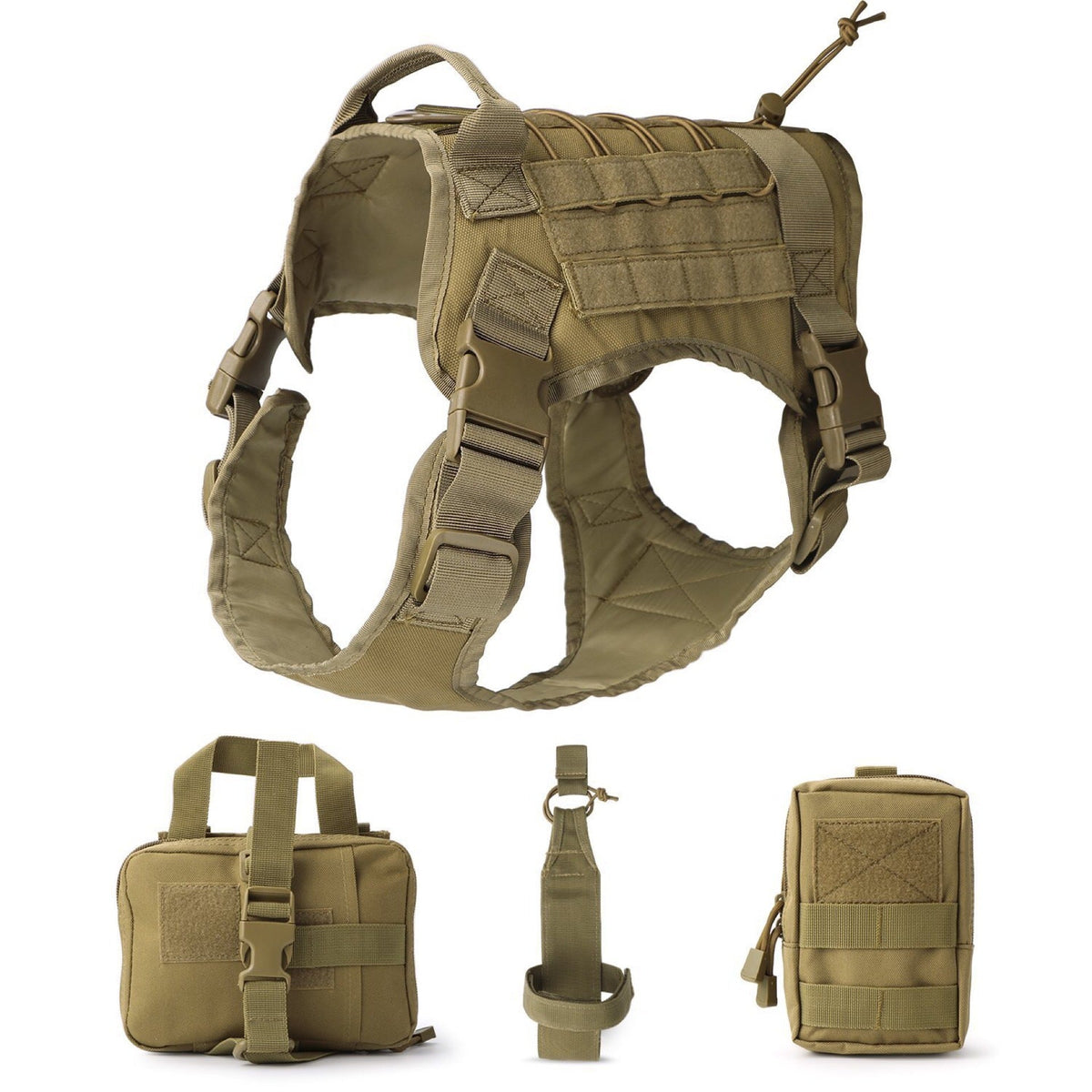 Tactical Dog Vest 5-Piece Set – Outdoor Adventure Harness Kit for Dogs - CJGY165125401AZ - Furrkins