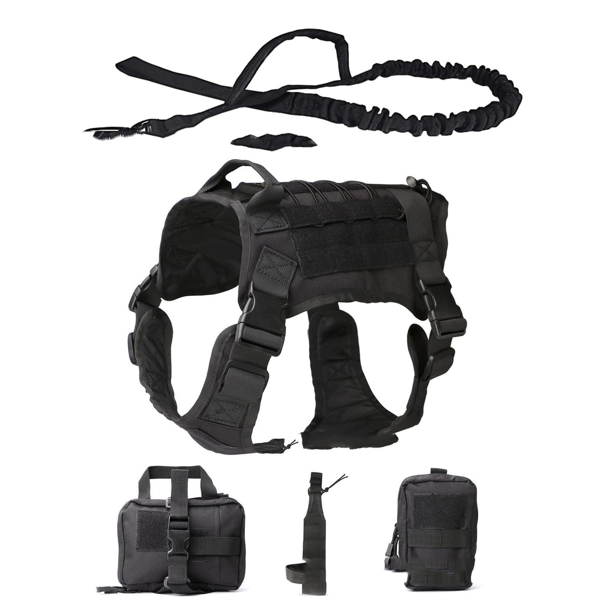 Tactical Dog Vest 5-Piece Set – Outdoor Adventure Harness Kit for Dogs - CJGY165125401AZ - Furrkins