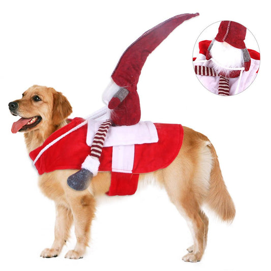 Christmas Santa Riding Costume – Flannel Dress-Up for Dogs & Cats - CJSD105640401AZ - Furrkins