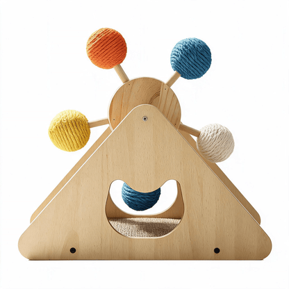 Ferris Wheel Cat Scratching Board – Solid Wood & Sisal Interactive Scratcher - CJMY173955001AZ - Furrkins