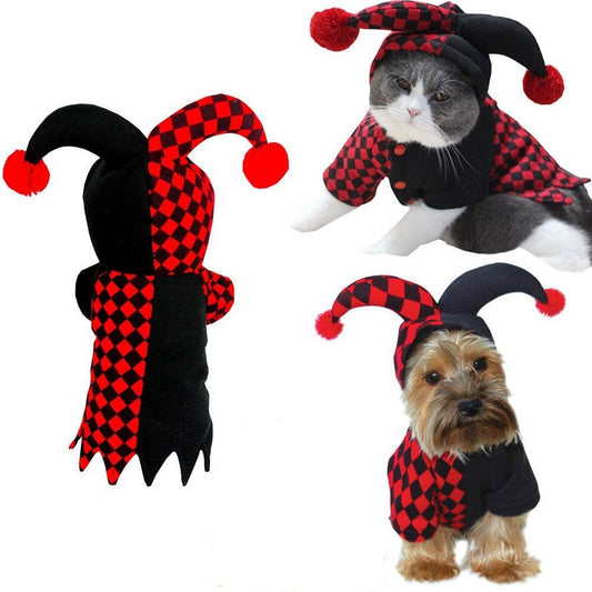Halloween Pet Clown Costume – Funny Dress-Up for Dogs & Cats - CJJJCWGD00578-Black red-L - Furrkins