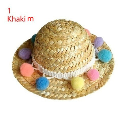 Pet Sunglasses & Straw Hat – Cute Photo Accessories for Cats & Small Dogs - CJJJCWMY00093-1Khaki m - Furrkins