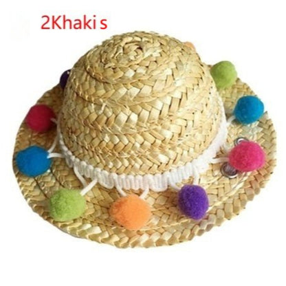 Pet Sunglasses & Straw Hat – Cute Photo Accessories for Cats & Small Dogs - CJJJCWMY00093-2Khaki s - Furrkins