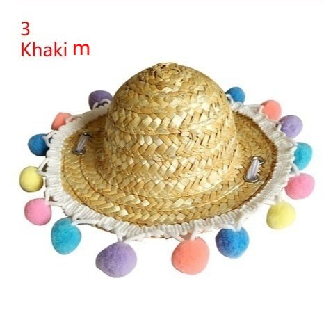 Pet Sunglasses & Straw Hat – Cute Photo Accessories for Cats & Small Dogs - CJJJCWMY00093-3Khaki m - Furrkins