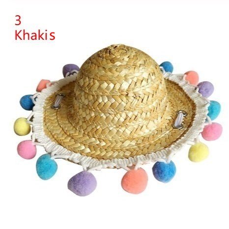 Pet Sunglasses & Straw Hat – Cute Photo Accessories for Cats & Small Dogs - CJJJCWMY00093-3Khaki s - Furrkins