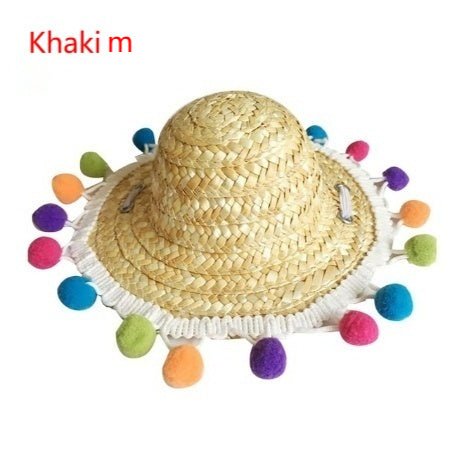 Pet Sunglasses & Straw Hat – Cute Photo Accessories for Cats & Small Dogs - CJJJCWMY00093-Khaki m - Furrkins