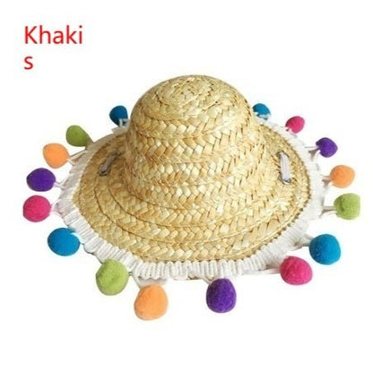 Pet Sunglasses & Straw Hat – Cute Photo Accessories for Cats & Small Dogs - CJJJCWMY00093-Khaki s - Furrkins