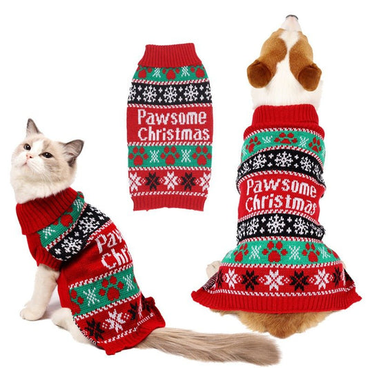 Red Snowman Pet Sweater – Warm Winter Cartoon Costume for Dogs & Cats - CJGX131493901AZ - Furrkins