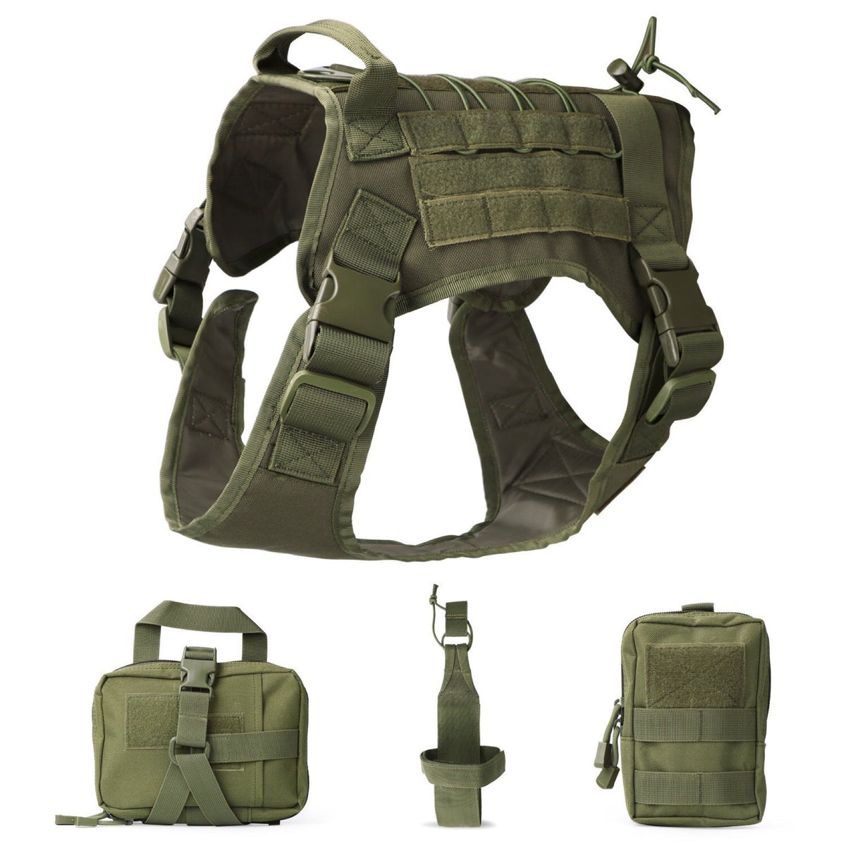 Tactical Dog Vest 5-Piece Set – Outdoor Adventure Harness Kit for Dogs - CJGY165125401AZ - Furrkins