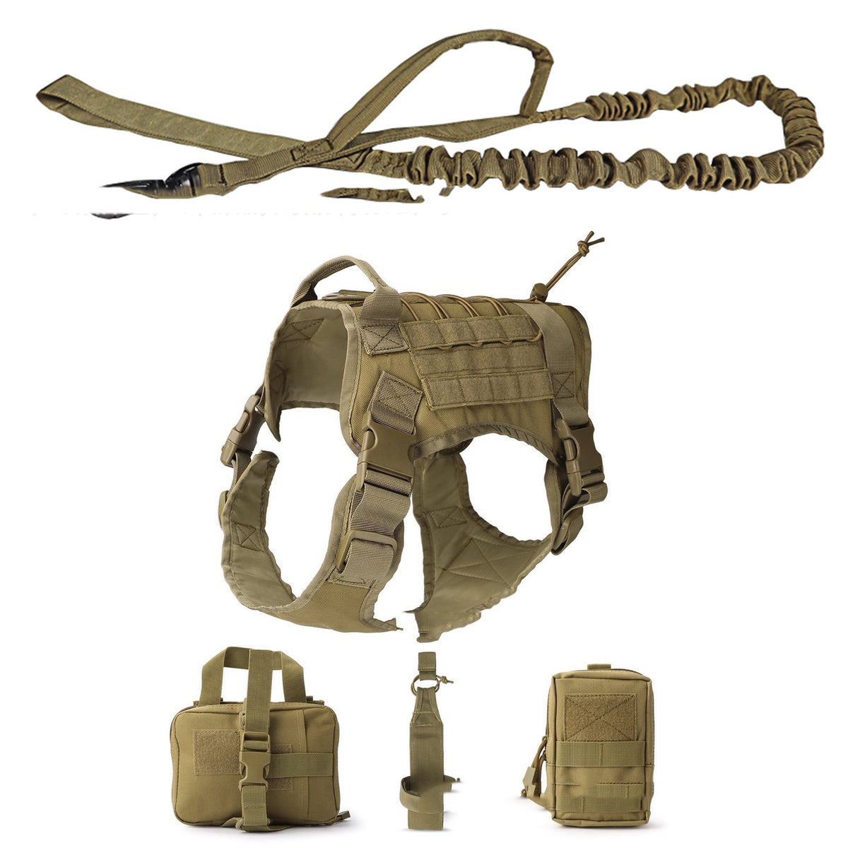 Tactical Dog Vest 5-Piece Set – Outdoor Adventure Harness Kit for Dogs - CJGY165125404DW - Furrkins