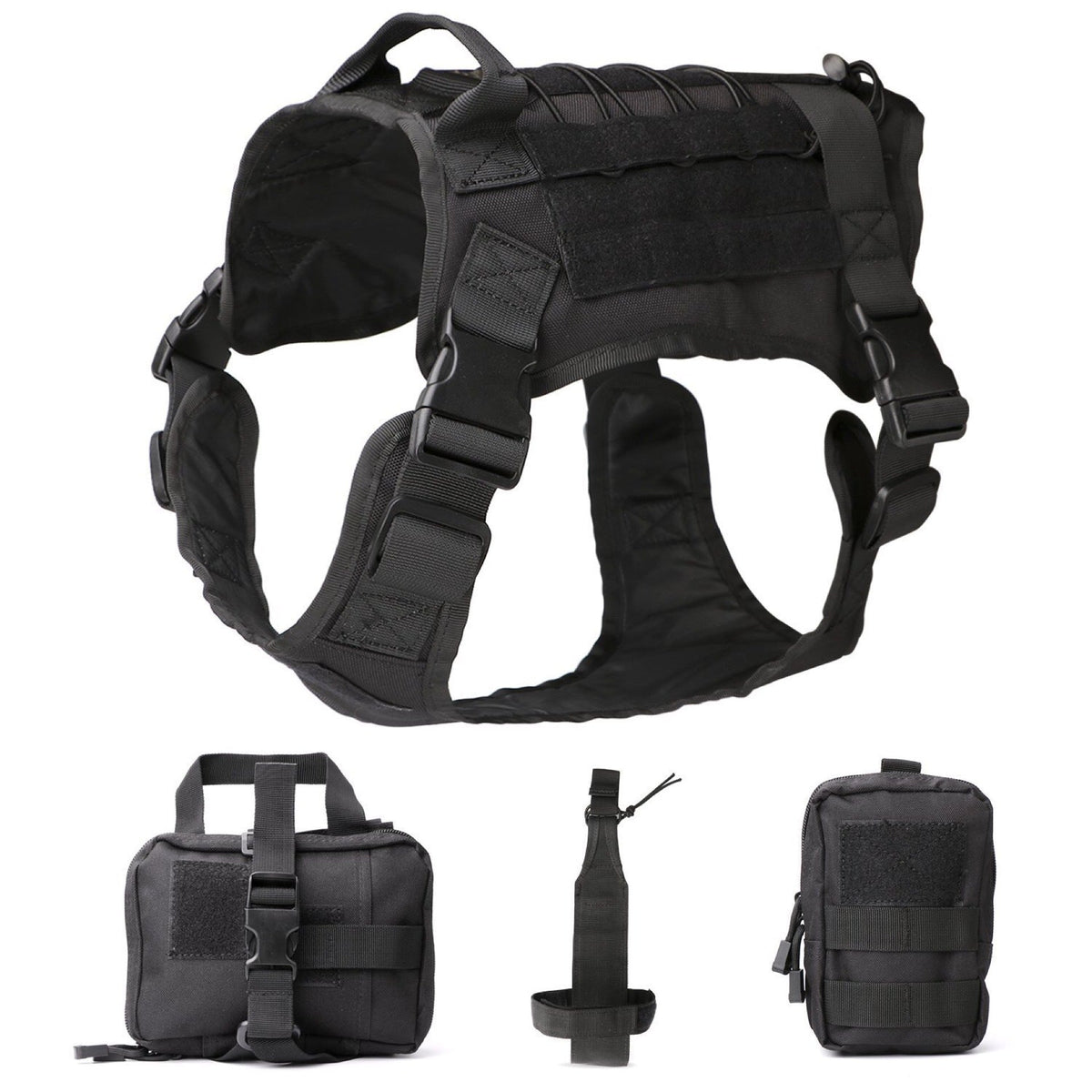 Tactical Dog Vest 5-Piece Set – Outdoor Adventure Harness Kit for Dogs - CJGY165125407GT - Furrkins