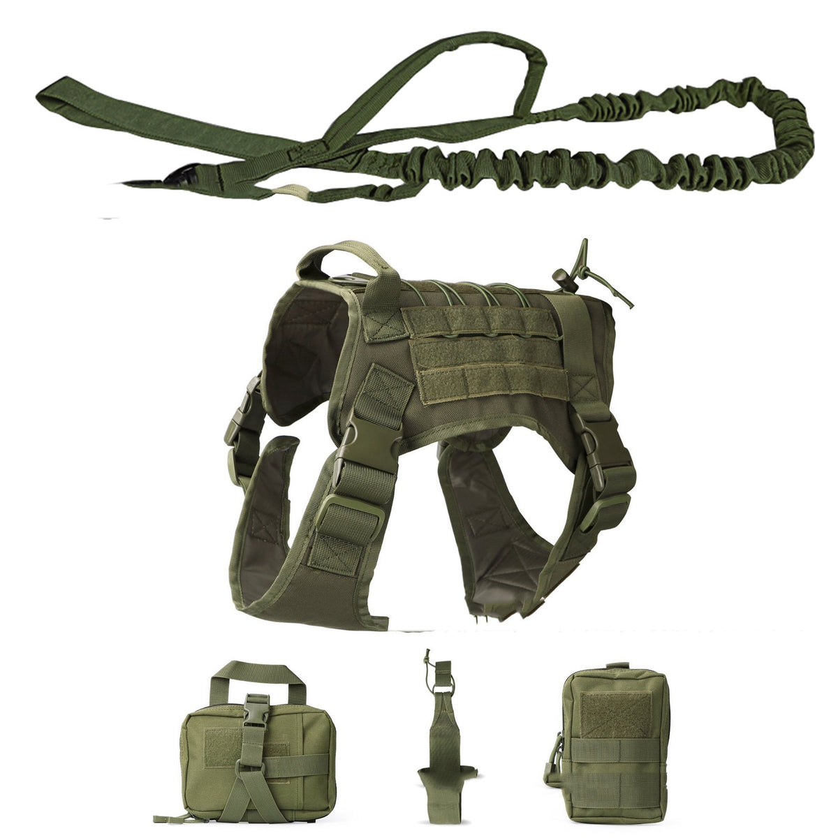 Tactical Dog Vest 5-Piece Set – Outdoor Adventure Harness Kit for Dogs - CJGY165125407GT - Furrkins