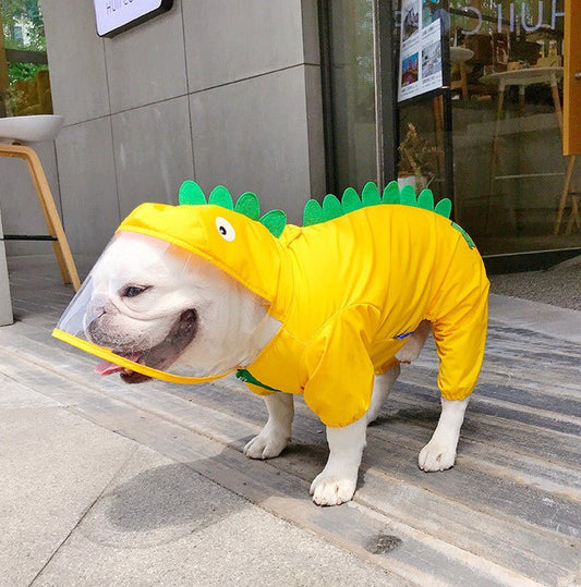 Yellow Dinosaur Dog Raincoat – Cute Waterproof Pet Coat - CJJJCWGD00510-Yellow-L - Furrkins